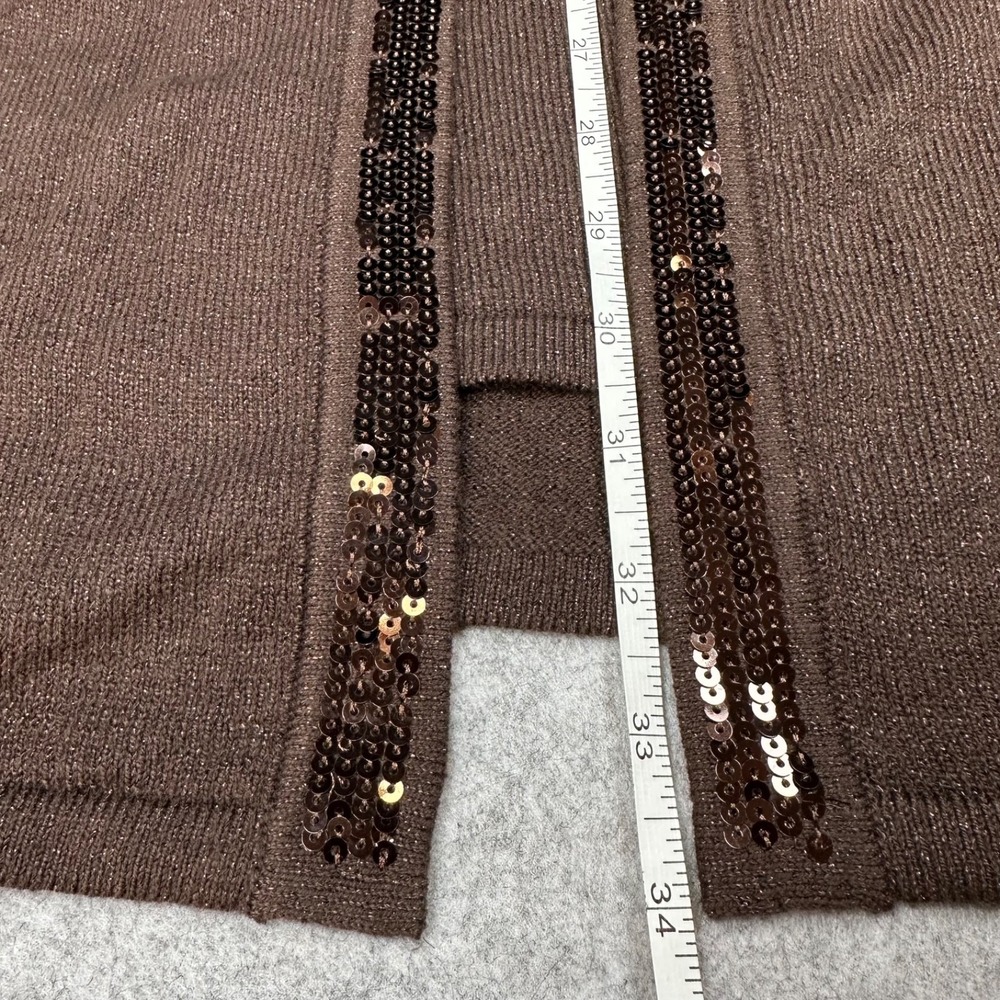 CATHERINES Layered Knit Sweater Chocolate Brown Sequin Trim Tunic Size 1X - Picture 8 of 10